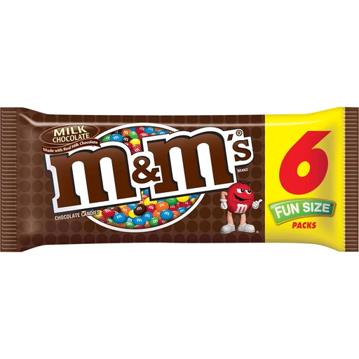 M&M's, Milk Chocolate Candies, 6 Fun Size Packs, 2.80 Oz
