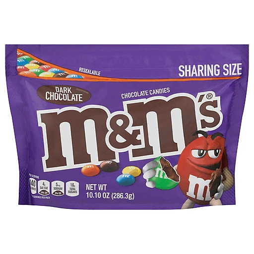 M&M's Candies, Dark Chocolate, Sharing Size 10.1 Oz, Chocolate Candy