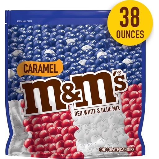 M&M's Red, White & Blue Patriotic Caramel Chocolate Candy, 38 Ounce Party  Size Bag