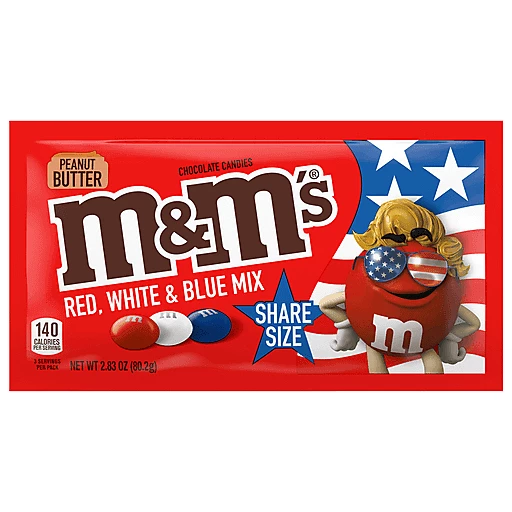 M&M'S Peanut Butter Red, White & Blue Patriotic Chocolate Candy, 2.83 oz.  Bag, Shop
