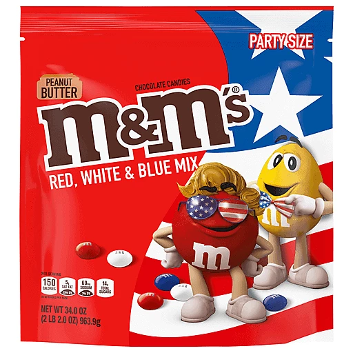 M&M's Chocolate Candies, Red, White & Blue Mix, Peanut Butter, Party Size  34 oz, Shop
