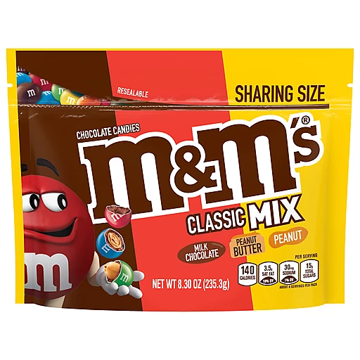 M&M's Chocolate Candies, Classic Mix, Sharing Size 8.3 Oz, Chewing Gum