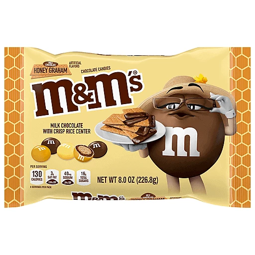 M&M'S Milk Chocolate Honey Graham Easter Candy, 8 oz Bag, Candy
