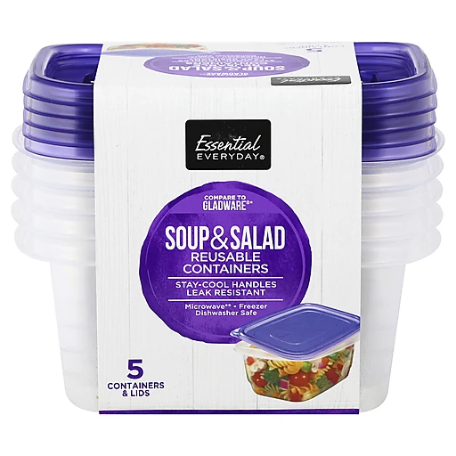Essential Everyday Soup & Salad 24 Fluid Ounce Reusable Containers