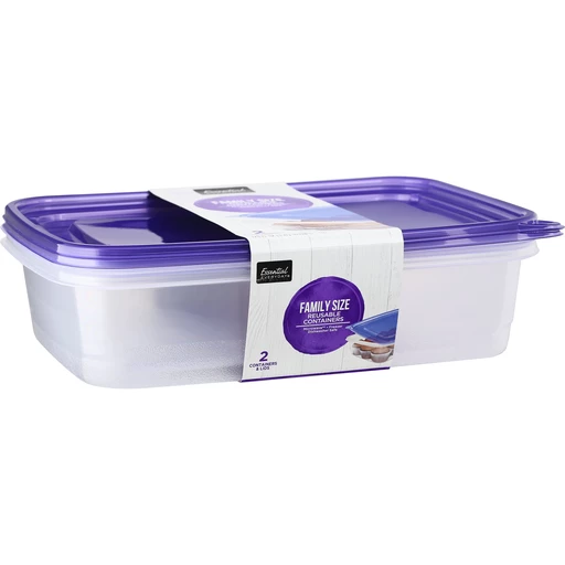 Essential Everyday Containers & Lids, Reusable, Family Size, 128