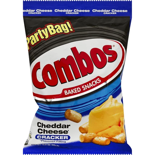 Combos Baked Snacks, Cheddar Cheese Cracker, Party Bag!, Cheese & Puffed  Snacks