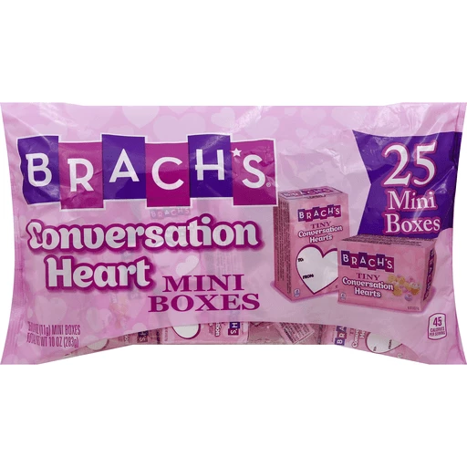 Brachs Conversation Hearts, Mini Boxes, Packaged Candy