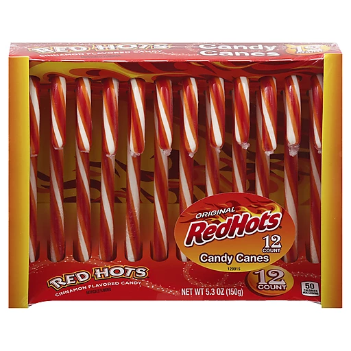 Red Hots Candy Canes, Cinnamon Flavored | Packaged Candy Walt's Food Centers