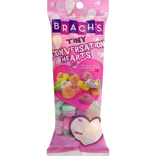 Brachs Candy, Conversation Hearts, Tiny, Packaged Candy