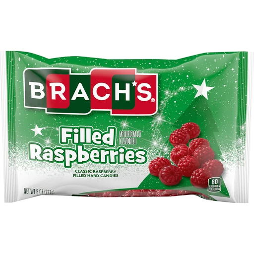 Brach's Filled Raspberries Holiday Hard Candies 8 Oz. Bag, Non Chocolate  Candy