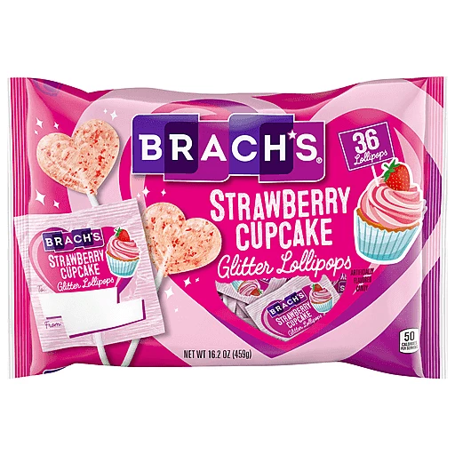 Brach's Glitter Lollipops, Strawberry Cupcake 36 ea, Shop