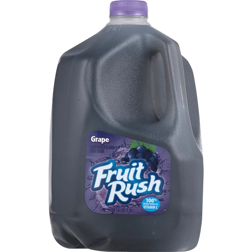 Fruit Rush Grape Drink One Gallon Plastic Jug, Juice & Lemonade
