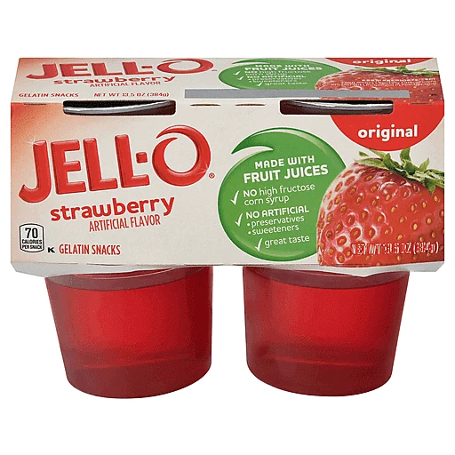 Jell-O Original Strawberry Gelatin Snacks 13.5 Refrigerated Jello & Pudding | Goodwin & Sons