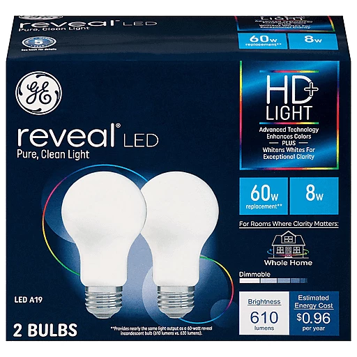 Banquet vare Spændende GE Reveal LED HD+ Light 8 Watts Light Bulbs 2 ea | Shop | King Food Saver