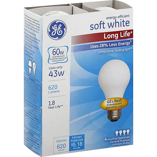 GE Light Bulb, Halgen, Watt A19, Medium Base , Soft White 2X Longer Life | Batteries & Lighting | Green Way Markets