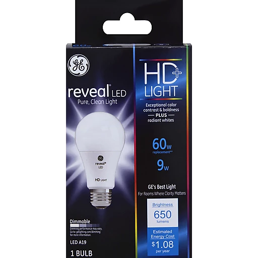 Dubbelzinnigheid Onverbiddelijk Waarnemen GE Reveal Light Bulb LED HD+ 9 Watts | Batteries & Lighting | Priceless  Foods
