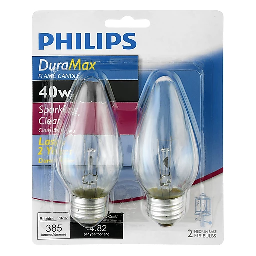 Flikkeren bar Aarde Philips DuraMax 40 Watts Sparkling Clear Flame Light Bulbs 2 ea | Batteries  & Lighting | Ingles Markets