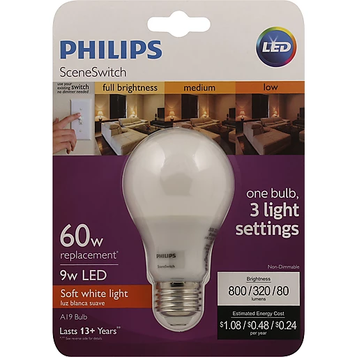 Philips SceneSwitch Light Bulb, LED, Soft White, 9 Watts | Shop Bassett's Market