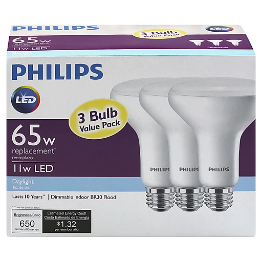 Afwijking Zeeanemoon bezoeker Philips Light Bulbs, LED, Indoor Flood, Daylight, 11 Watts, 3 Bulb Value  Pack | Shop | Bassett's Market