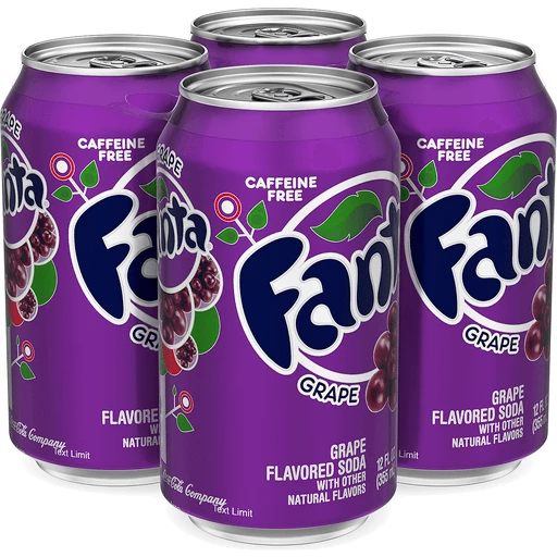 Fanta Grape Soda Cans, 12 fl oz, 4 Pack, Fruit Flavors
