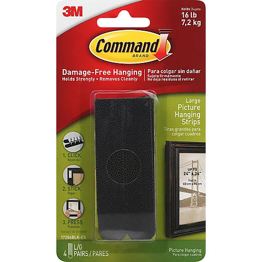 Command Brand Damage-Free Hanging Picture Hanging Strips Black - 4 CT, Shop