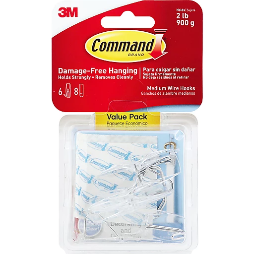 Command Wire Hook, Clear, Medium, Value Pack 6 Ea, Shop