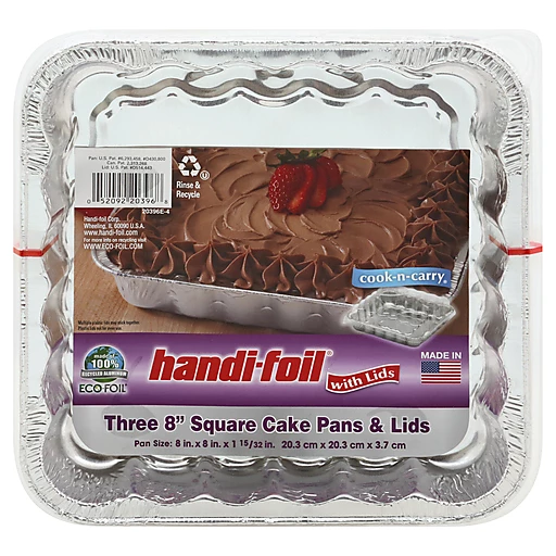 Handi-foil® 3 Pack Heavy Duty Square Cake Pans - Silver, 3 pk / 8 x 8 in -  Harris Teeter