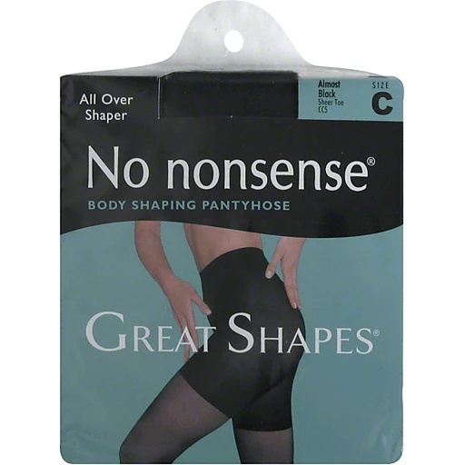 No Nonsense Great Shapes Body Shaping Pantyhose, Almost Black, Sheer Toe,  Size C, Hosiery & Socks