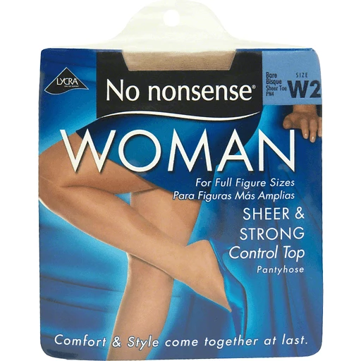 No Nonsense Women Pantyhose, W2, Bare Bisque, Sheer & Strong Control Top,  Sheer Toe, Shop