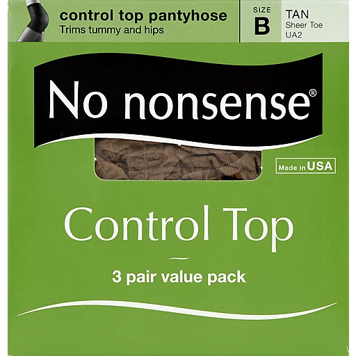 No nonsense Control Top Pantyhose Size B Tan Sheer Toe - 3 PR, Clothing