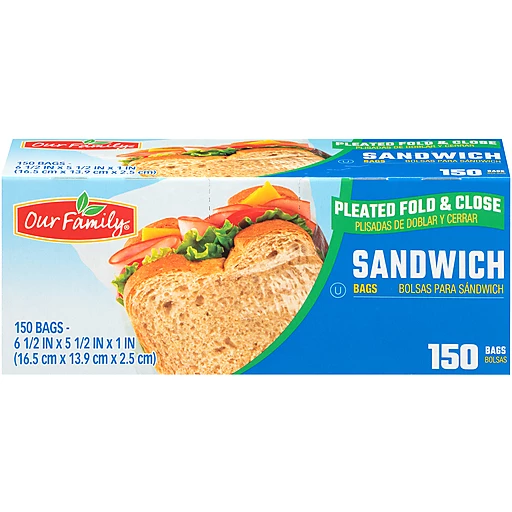 Pleated Fold & Close Sandwich Bags, Food Storage Bags