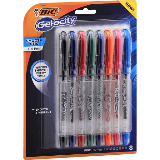 Bic Gel Ocity Gel Pens, Smooth Stic, Fine 0.5mm, School Supplies