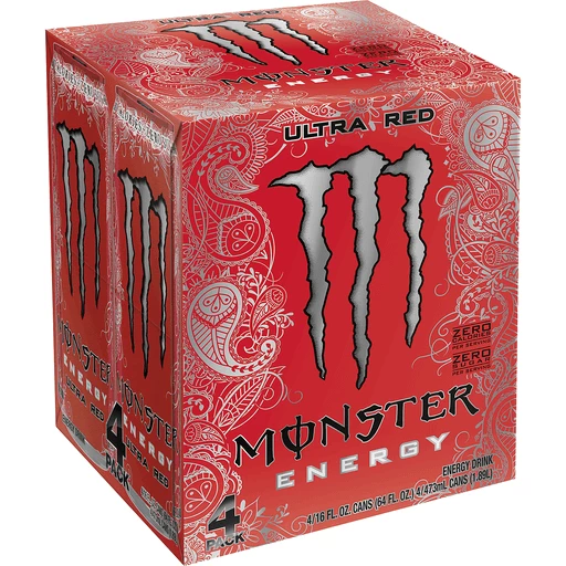 Monster Energy Drink, Ultra Red, 4 Pack | Sports & Energy | Market Basket