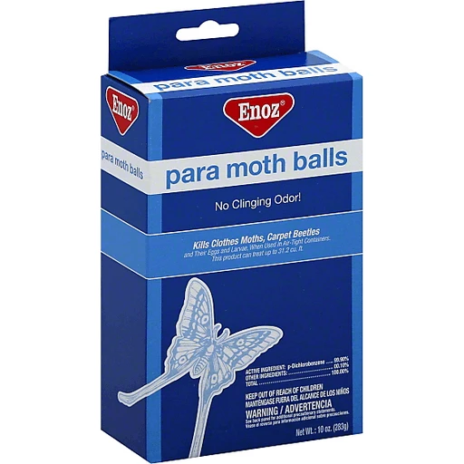 Enoz Para Moth Balls, Kills Clothes Moths and Carpet Beetles, No Clinging  Odor, 4 Oz (Pack of 4)