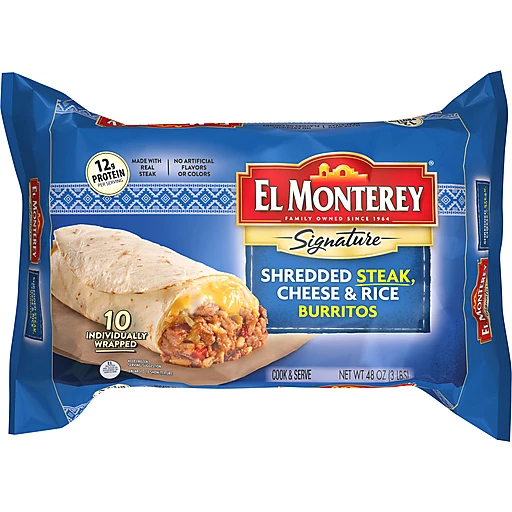 El Monterey Signature Burritos, Shredded Steak & Three Cheese, Value Pack |  Eggs Rolls & Burritos | Edwards Food Giant