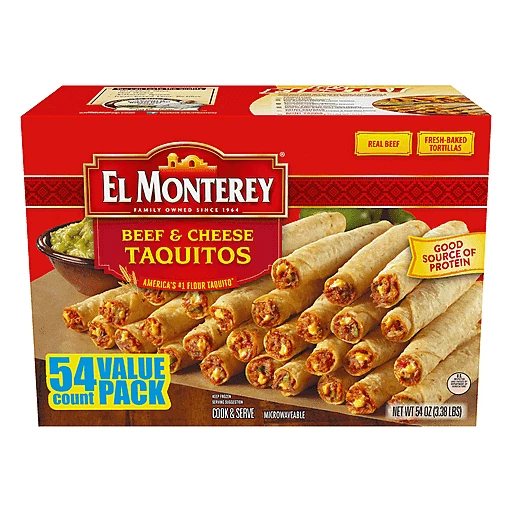 El Monterey Value Pack Beef & Cheese Taquitos 54 ea | Appetizers | Festival  Foods Shopping