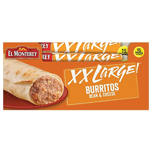El Monterey Burrito, Bean & Cheese, XXLarge 1 ea | Eggs Rolls & Burritos |  Dave's Supermarket