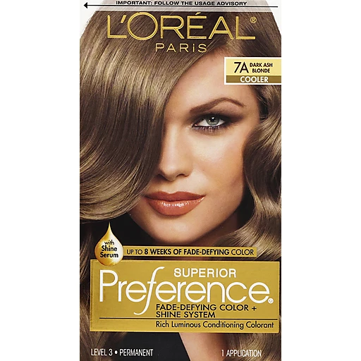 L'Oreal Paris Superior Preference Fade-Defying Shine Permanent Hair Color,  7A Dark Ash Blonde, 1 kit | Hair Coloring | Festival Foods Shopping