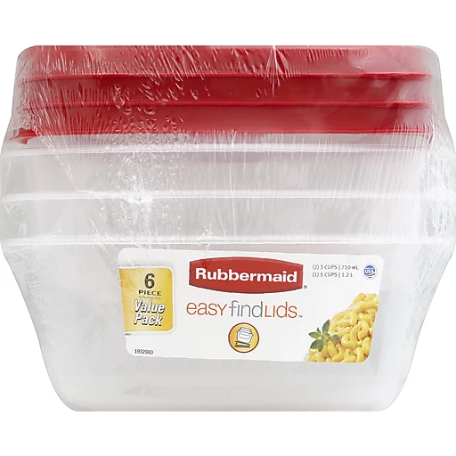 Rubbermaid EasyFindLids Containers + Lids, Value Pack - 6 pieces