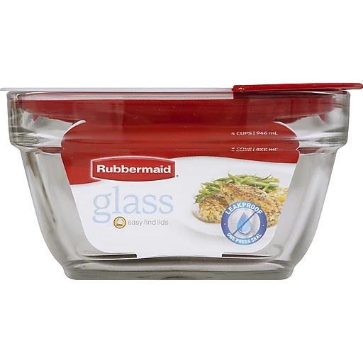 Rubbermaid Easy Find Lids Container, Glass, 4 Cups