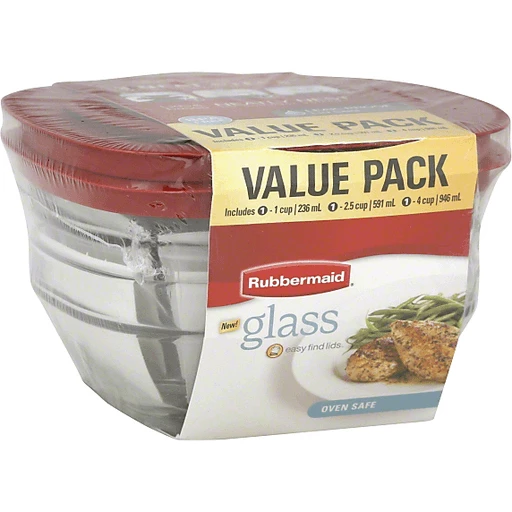 Rubbermaid Containers, Glass, Value Pack