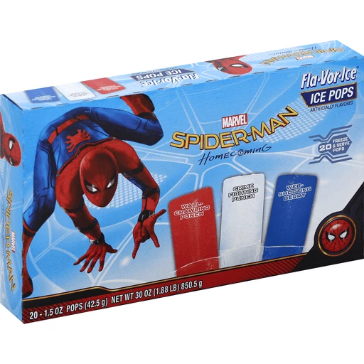 Marvel Fla-Vor-Ice Ice Pops, Spiderman Homecoming | Non-Dairy Ice Cream &  Novelties | Riesbeck