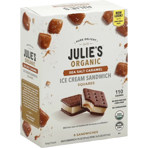 Julie's Organic Ice Cream Sandwich Squares Vanilla - 8 CT Julie's