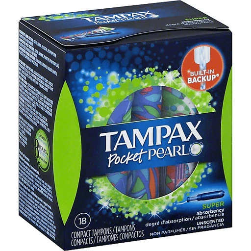 Tampax® Pocket Pearl® Super Unscented Compact Plastic Tampons 18