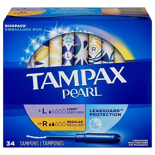 Overflod chant Grine Tampax Pearl Duopack Light/Regular Unscented Tampons 34 ea | Buehler's