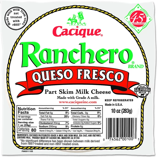 Cacique® Ranchero® Queso Fresco Part Skim Milk Cheese 10 oz. Pack, Shop