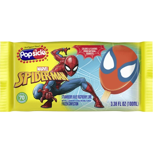 Popsicle Spiderman Ice Pop Strawberry, Blue Raspberry & Lime, 1 ct |  Non-Dairy Ice Cream & Novelties | Donelan's Supermarkets