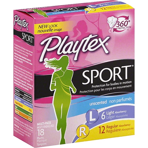 Playtex Sport Multi-Pack Light/Regular Unscented Plastic Tampons - 18 CT, Feminine Care