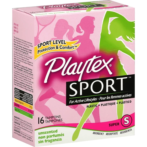 Playtex Sport Tampons, Plastic, Super Absorbency, Unscented, Health &  Personal Care