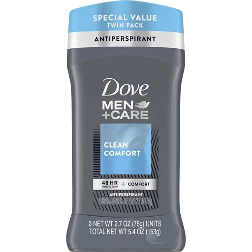 Dove Men+Care Antiperspirant Clean Comfort, 2.7 oz, 2 Count | Solids |